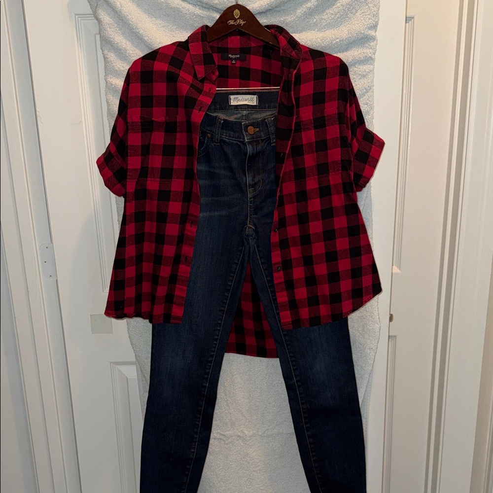 Madewell Red and Black Checkered Flannel Shirt